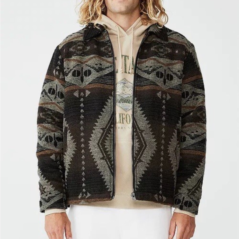 Mens Harrington Aztec Sherpa Lined Jacket Size XS